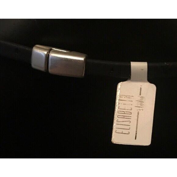 Elisabetta Studio Black Necklace with Siver-Tone Bead & Magnetic Closure 21" - Picture 7 of 9